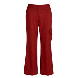 Vintage Quiet Luxury 100% Linen Wide Leg Cargo Pants Women Sz 8 Utility Gorpcore